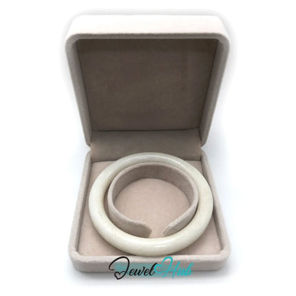 Natural White Nephrite Grade A Jade Bracelet Bangle (#FJJDB010) JH