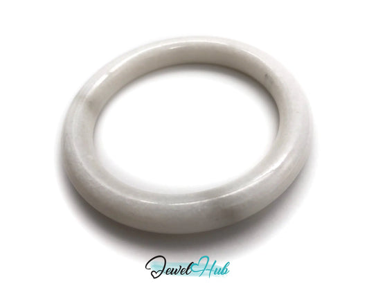 Natural White Nephrite Grade A Jade Bracelet Bangle (#FJJDB011) JH