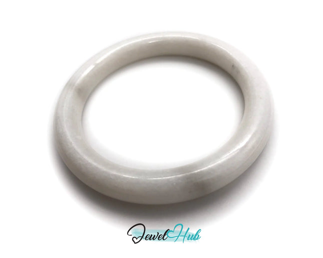 Natural White Nephrite Grade A Jade Bracelet Bangle (#FJJDB011) JH