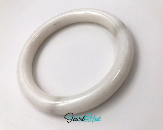 Natural White Nephrite Grade A Jade Bracelet Bangle (#FJJDB011) JH
