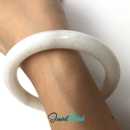 Natural White Nephrite Grade A Jade Bracelet Bangle (#FJJDB011) JH