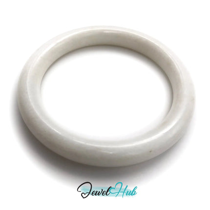 Natural White Nephrite Grade A Jade Bracelet Bangle (#FJJDB012) JH