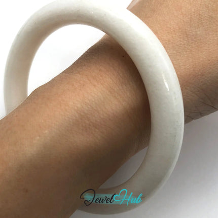 Natural White Nephrite Grade A Jade Bracelet Bangle (#FJJDB012) JH
