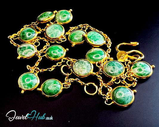 14K Gold Green Jade Bead Bracelet – 14 Stones · 17cm · Minimalist Wellness Jewelry
