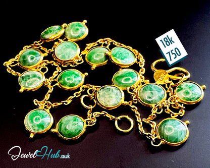 14K Gold Green Jade Bead Bracelet – 14 Stones · 17cm · Minimalist Wellness Jewelry