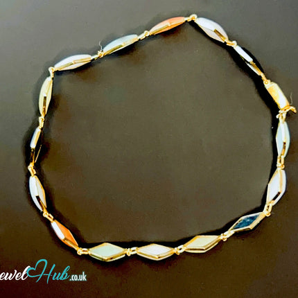 14K Gold Diamond-Cut Jade Bracelet – 15 Colorful Stones · 18cm · 5.33g · Hallmarked Wellness Jewelry JH