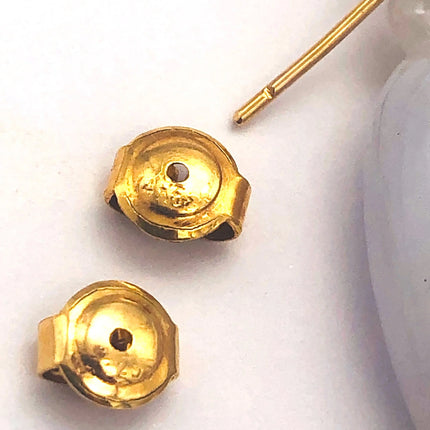 14k (585) Solid Yellow Gold lucky fruit shape long drop purple jade earrings JH