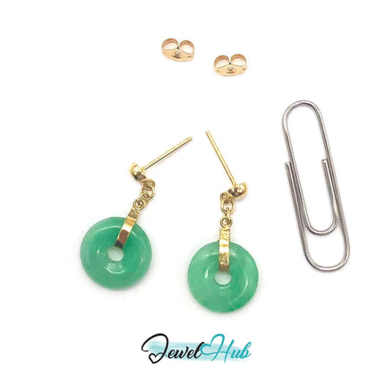 14k (585) Solid Yellow Gold Vintage Circle Chinese Dangle Earrings JH