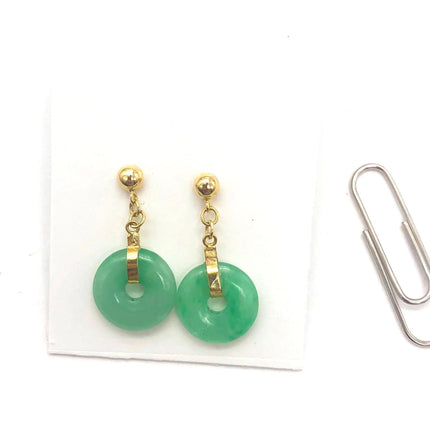 14k (585) Solid Yellow Gold Vintage Circle Chinese Dangle Earrings JH