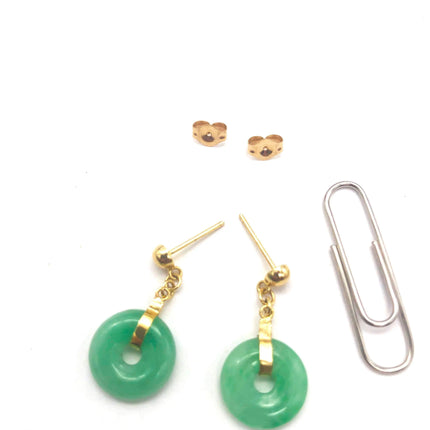 14k (585) Solid Yellow Gold Vintage Circle Chinese Dangle Earrings JH