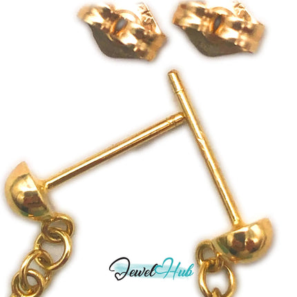 14k (585) Solid Yellow Gold Vintage Circle Chinese Dangle Earrings JH