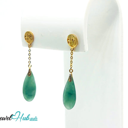 14K Gold Jade Drop Earrings – Harmony in Motion JH