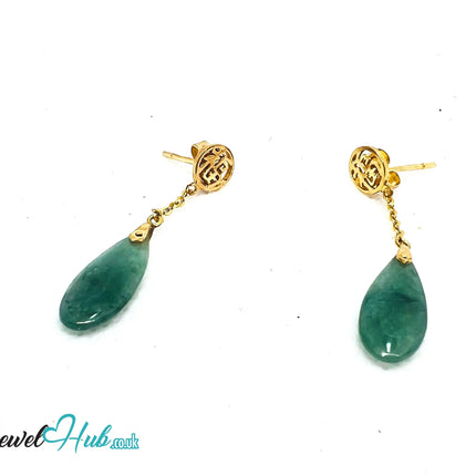 14K Gold Jade Drop Earrings – Harmony in Motion JH