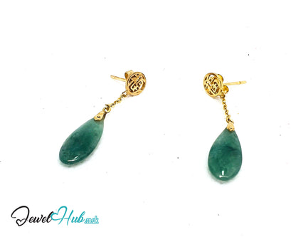 14K Gold Jade Drop Earrings – Harmony in Motion
