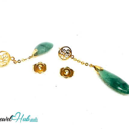 14K Gold Jade Drop Earrings – Harmony in Motion JH