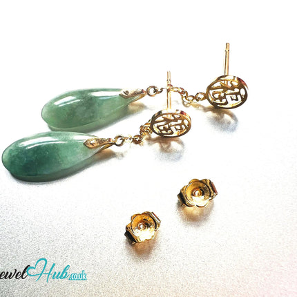 14K Gold Jade Drop Earrings – Harmony in Motion JH