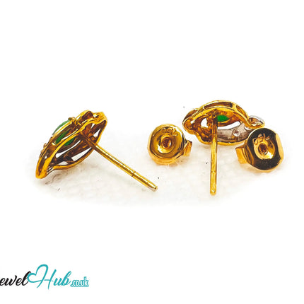 18K Gold Jade & Diamond Stud Earrings – Whisper of Elegance JH