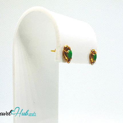 18K Gold Jade & Diamond Stud Earrings – Whisper of Elegance JH
