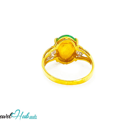 18k Gold Jade & Diamond Ring – Hallmarked (750) | UK N US 7 | Imperial Bloom JH