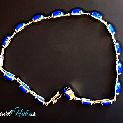 14K Gold Lapis Lazuli Bracelet – 17 Deep Blue Stones · 18cm · Hallmarked Wellness Jewelry JH