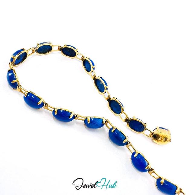 14K Gold Lapis Lazuli Bracelet – 17 Deep Blue Stones · 18cm · Hallmarked Wellness Jewelry JH
