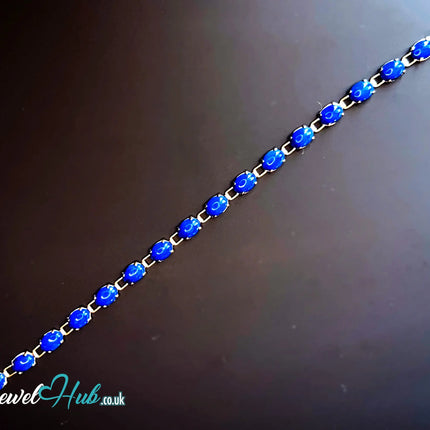 14K Gold Lapis Lazuli Bracelet – 17 Deep Blue Stones · 18cm · Hallmarked Wellness Jewelry JH