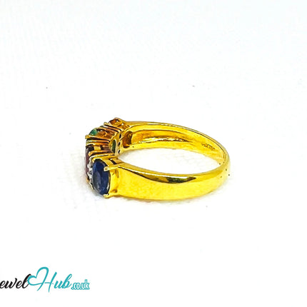 18K Gold Multi-colour Radiance Ring - Hallmarked (750) Gemstones 2.2ct  & Diamonds| UK P US 8 | Rainbow Multi-colour JH
