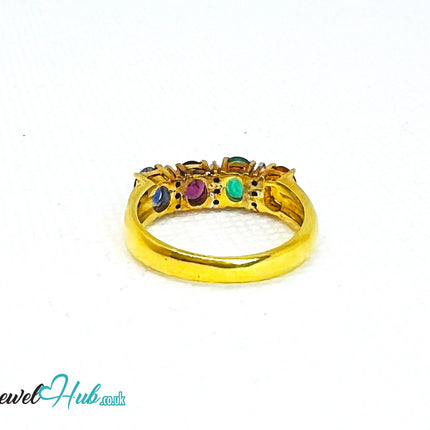 18K Gold Multi-colour Radiance Ring - Hallmarked (750) Gemstones 2.2ct  & Diamonds| UK P US 8 | Rainbow Multi-colour JH