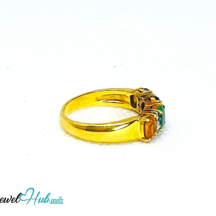 18K Gold Multi-colour Radiance Ring - Hallmarked (750) Gemstones 2.2ct  & Diamonds| UK P US 8 | Rainbow Multi-colour JH
