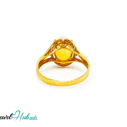 18K Gold Luxury Cabochon Cut Opal Ring – Hallmarked (750) | UK M US 6.5 | October Birthstone JH