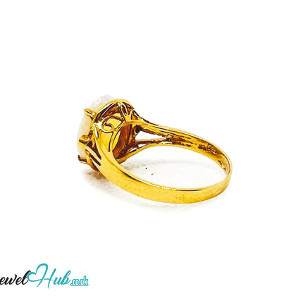 18K Gold Luxury Cabochon Cut Opal Ring – Hallmarked (750) | UK M US 6.5 | October Birthstone JH