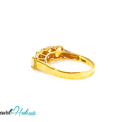 18k Gold Four-Stone Opal Ring – Hallmarked (750) | UK M US 6.5 | Aurora Petals JH
