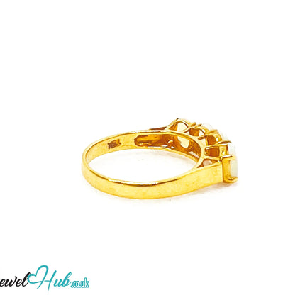 18k Gold Four-Stone Opal Ring – Hallmarked (750) | UK M US 6.5 | Aurora Petals JH