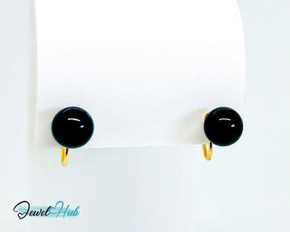 14k Gold Black Onyx Clip-On Stud Earrings – Elegance Without Piercing