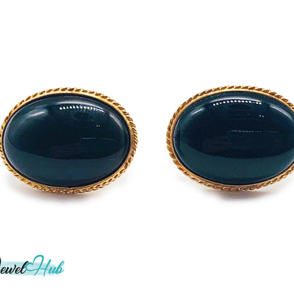 14k Solid Gold Oval Onyx Stud Earrings – Distinctive Craftsmanship JH
