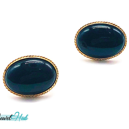 14k Solid Gold Oval Onyx Stud Earrings – Distinctive Craftsmanship JH