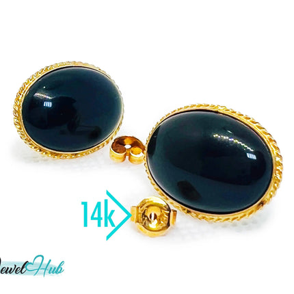 14k Solid Gold Oval Onyx Stud Earrings – Distinctive Craftsmanship JH