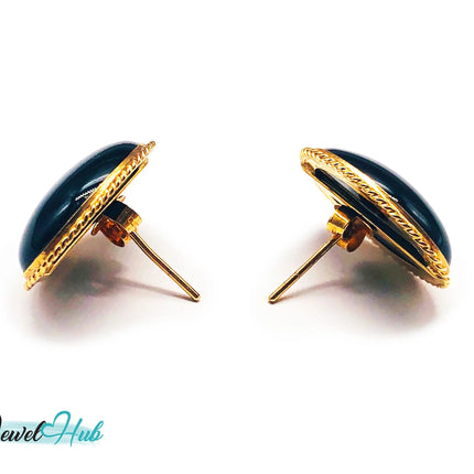 14k Solid Gold Oval Onyx Stud Earrings – Distinctive Craftsmanship JH