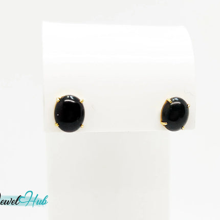 14k Gold Onyx Stud Earrings – Bold Simplicity in Black & Gold JH