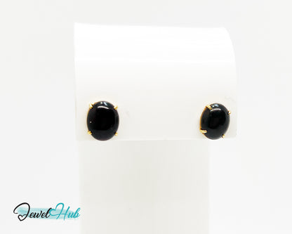 14k Gold Onyx Stud Earrings – Bold Simplicity in Black & Gold