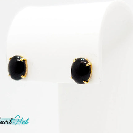 14k Gold Onyx Stud Earrings – Bold Simplicity in Black & Gold JH