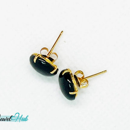 14k Gold Onyx Stud Earrings – Bold Simplicity in Black & Gold JH