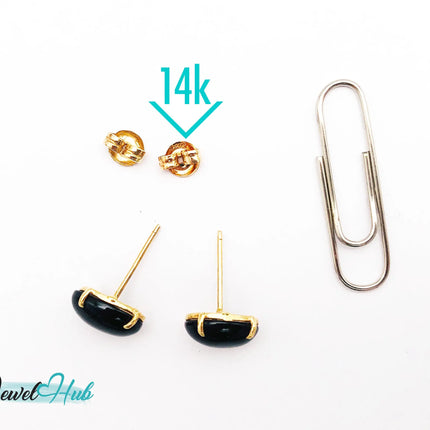14k Gold Onyx Stud Earrings – Bold Simplicity in Black & Gold JH