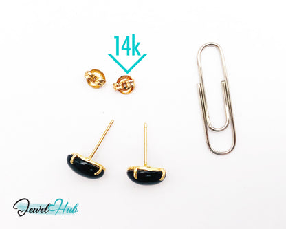 14k Gold Onyx Stud Earrings – Bold Simplicity in Black & Gold