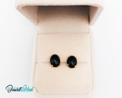 14k Gold Onyx Stud Earrings – Bold Simplicity in Black & Gold
