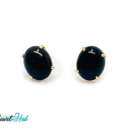 14k Gold Onyx Stud Earrings – Bold Simplicity in Black & Gold JH