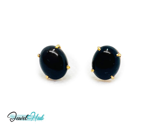 14k Gold Onyx Stud Earrings – Bold Simplicity in Black & Gold