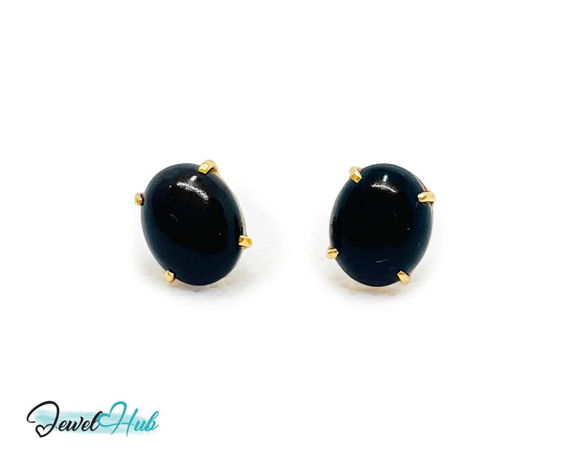 14k Gold Onyx Stud Earrings – Bold Simplicity in Black & Gold JH