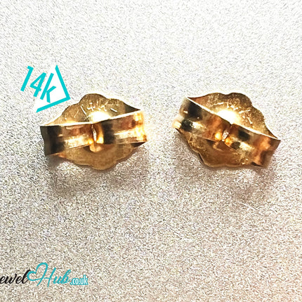 14K Solid Gold Round Onyx Stud Earrings with Floral Halo – 13mm Gemstone JH