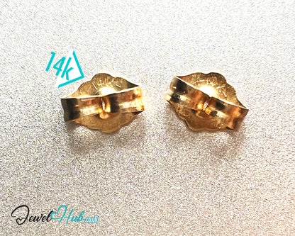 14K Solid Gold Round Onyx Stud Earrings with Floral Halo – 13mm Gemstone